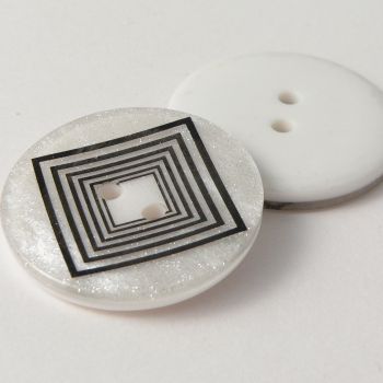 25mm White 2 Hole Coat Button With Contemporary Square