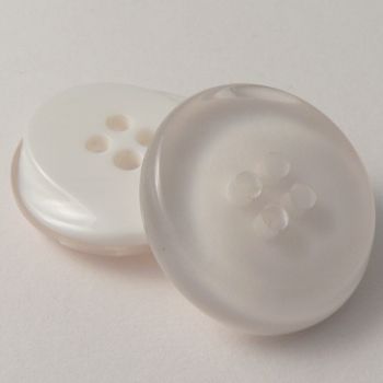 30mm White Pearlised Chunky Irregular Round 4 Hole Coat Button