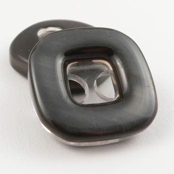 27mm Grey Chunky Square Contemporary Rimmed 2 Hole Coat Button