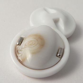 18mm White Irregular Shank Horn Effect Sewing Button