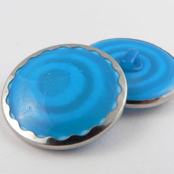 26mm Silver Rimmed Turquoise Abstract Shank Coat Button