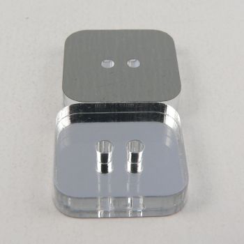 19mm Square Clear Mirror 2 Hole Button