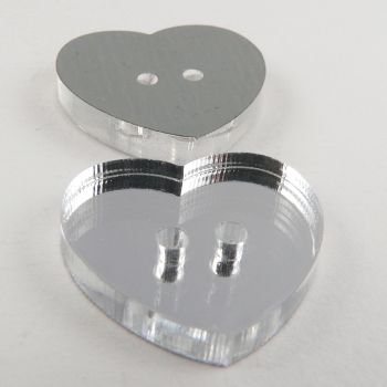 20mm Clear Heart Mirror 2 Hole  Button
