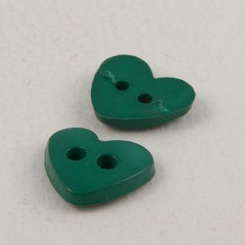 10mm Heart Emerald Green 2 Hole Button