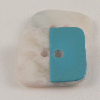 20mm Turquoise Square Two-Tone Shell Effect 2 Hole Sewing Button