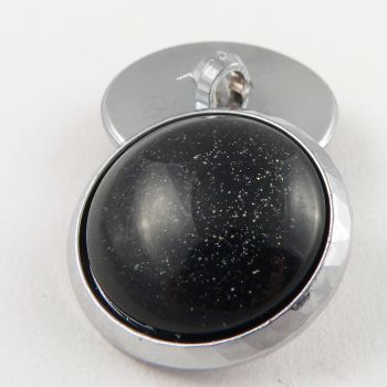30mm Silver Faceted Rim Glittery Domed Shank Coat Button