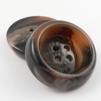 34mm Brown Chunky Horn Effect 4 Hole Coat Button