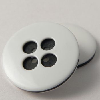 25mm White/Black 4 Hole Coat Button