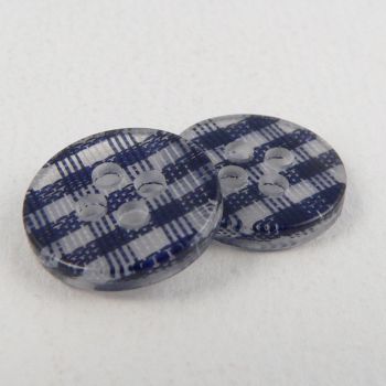 11mm Navy Checked 4 Hole Shirt/Sewing Button