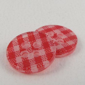 11mm Red Checked 4 Hole Shirt/Sewing Button