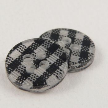 11mm Black Checked 4 Hole Shirt/Sewing Button