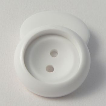 25mm Round Deeply Sunken White 2 Hole Sewing Button