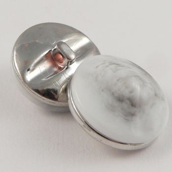 25mm White Domed Shiny Marble Effect Shank Coat Button