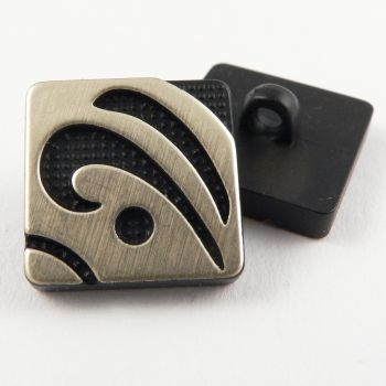 13mm Black/Gold Square Contemporary Shank Sewing Button