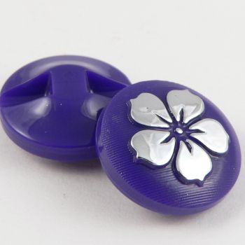 21mm Purple Round Contemporary Flower Shank Button