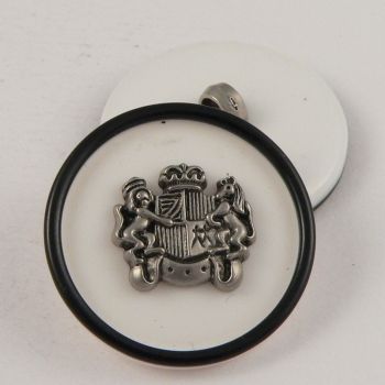 15mm White Coat of Arms Shank Suit Button