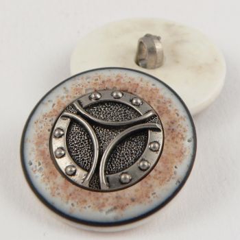 18mm Stone Effect/Pewter Contemporary Shank Sewing/Suit Button