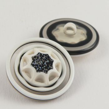 15mm Ornate Glittery Contemporary Shank Button
