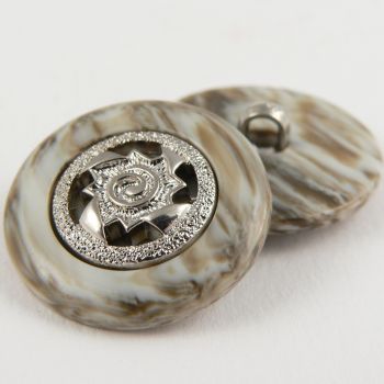 15mm Marble Effect/Silver Contemporary Shank Suit Button