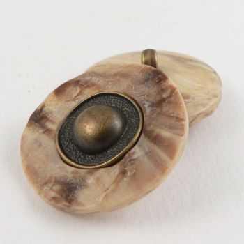 24mm Stone Effect/Old Brass Contemporary Shank Coat Button