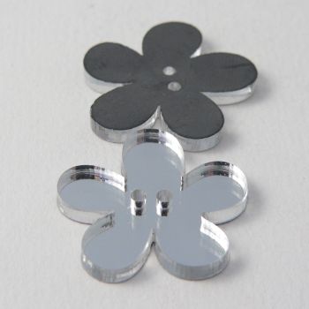 15mm Clear Mirror Flower 2 Hole Button