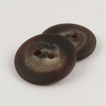 18mm Brown Horn Effect Matt 2 Hole Sewing Button