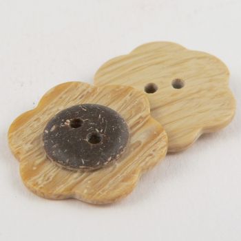 20mm Wood/Coconut Effect Flower 2 Hole Sewing Button