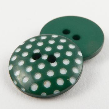 20mm Italian Green Spotty Design 2 Hole Sewing Button