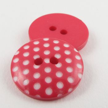 20mm Italian Pink Spotty Design 2 Hole Sewing Button
