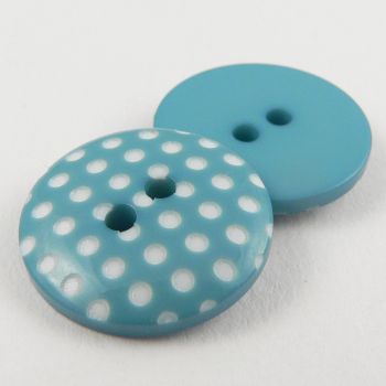 20mm Italian Turquoise Spotty Design 2 Hole Sewing Button