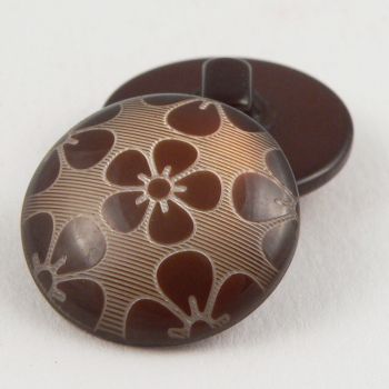 15mm Brown/Gold Floral Domed Shank Suit Button