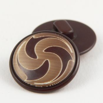 15mm Brown/Gold Abstract Swirls Domed Shank Suit Button