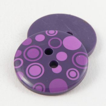 23mm Contemporary Purple With Lilac Circles 2 Hole Sewing Button