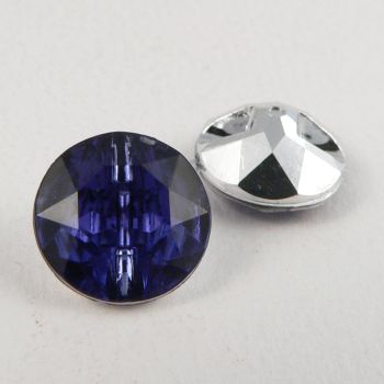 12mm Blue Faceted Shank Button