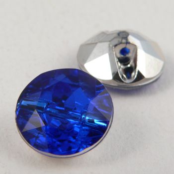12mm Royal Blue Faceted Shank Button
