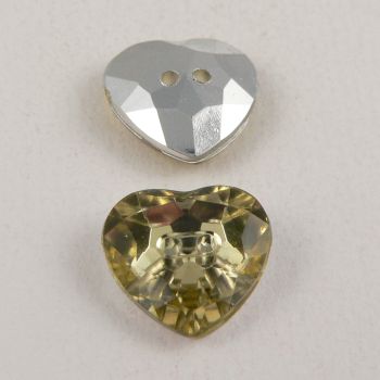 14mm Pale Yellow 2 Hole Faceted Heart Button