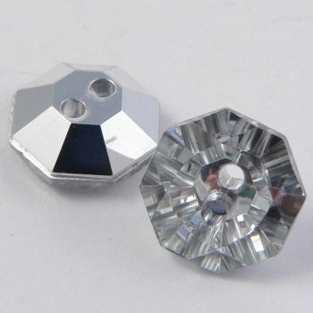 12mm Clear Faceted Octagon 2 Hole Button