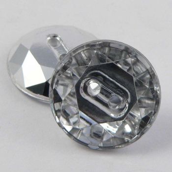 14mm Clear Flat Top Faceted 2 Hole Button