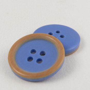 15mm Blue & Wood Effect Suit Style 4-Hole Button