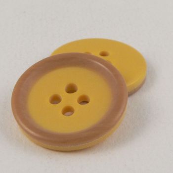 15mm Yellow & Wood Effect Suit Style 4-Hole Button