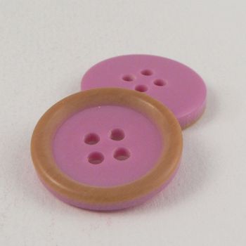 15mm Lilac & Wood Effect Suit Style 4-Hole Button