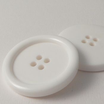 34mm White Rimmed 4 Hole Button