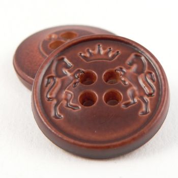 23mm Italian Brown Coat of Arms 4 Hole Suit Button
