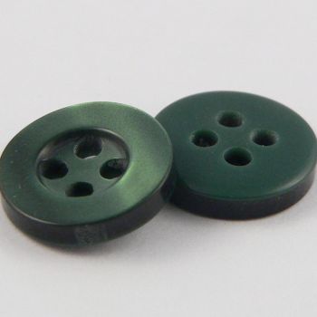 11mm Pearl Forest Green 4 Hole Shirt Button 
