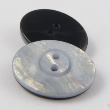 23mm Pale Blue Pearlised Oval 2 Hole Suit Button