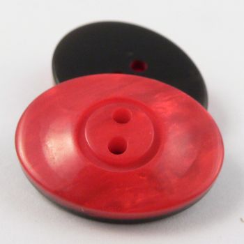 23mm Red Pearlised Oval 2 Hole Suit Button