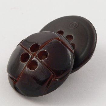 20mm Glossy Faux Brown Leather 4 Hole Suit Buttons