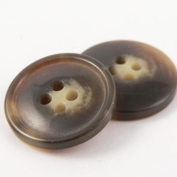 15mm Brown/Cream Horn Effect 4 Hole Suit Button