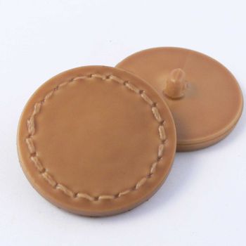 34mm Tan Faux Leather Shank Coat Button