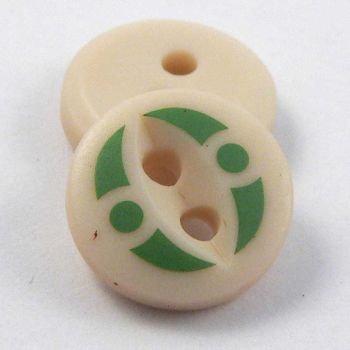 11mm Green Abstract 2 Hole Shirt Button